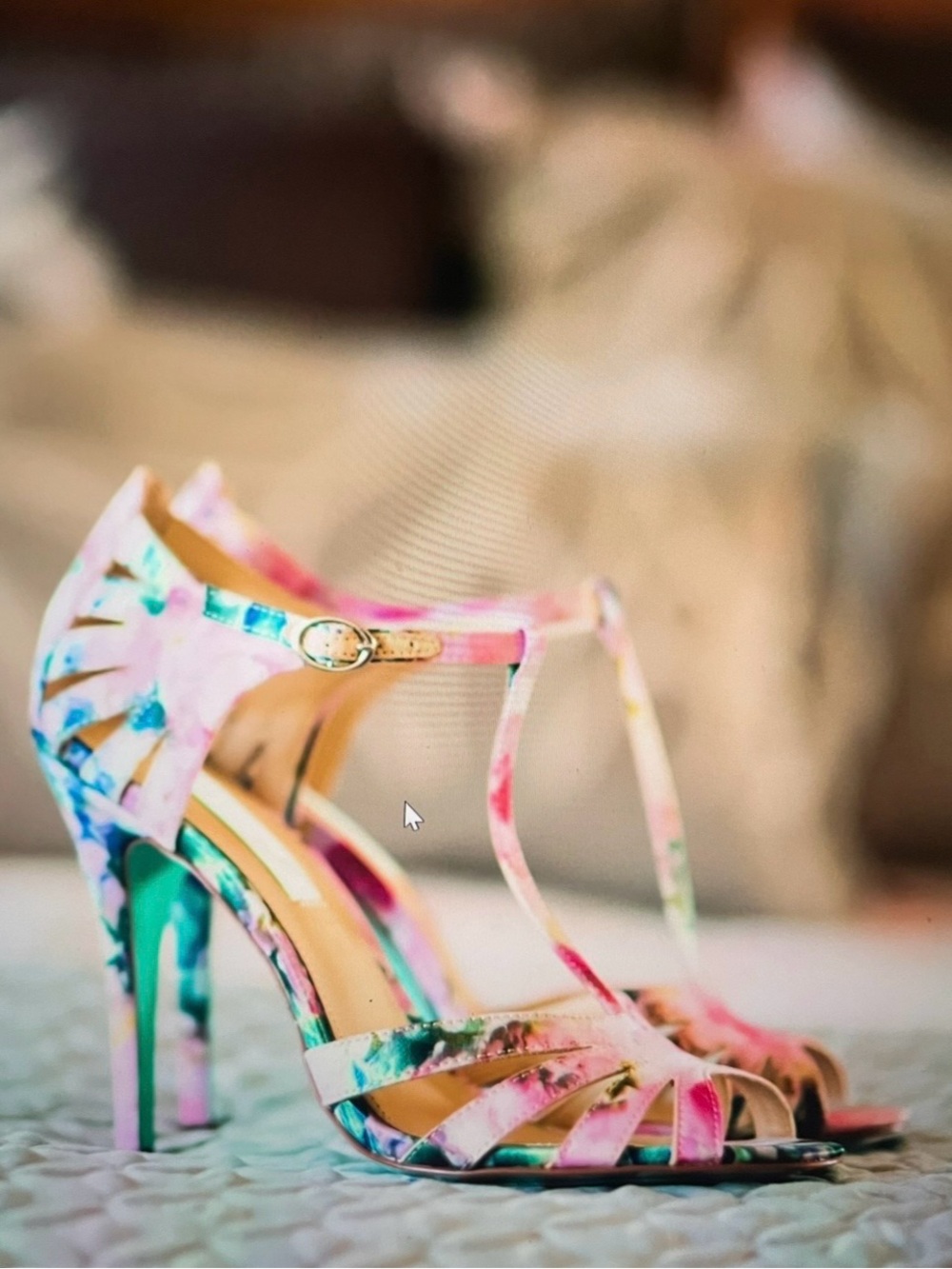 Betsy Johnson Floral Multi-Color Strappy High Heel Sandals